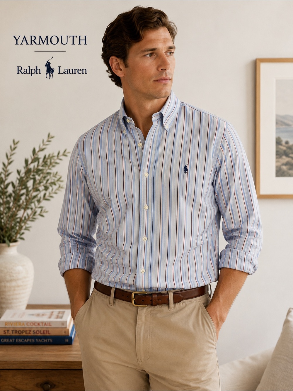Vintage Ralph Lauren Yarmouth Stripe Oxford Shirt 16 34/35 Large Cotton - Picture 1 of 5